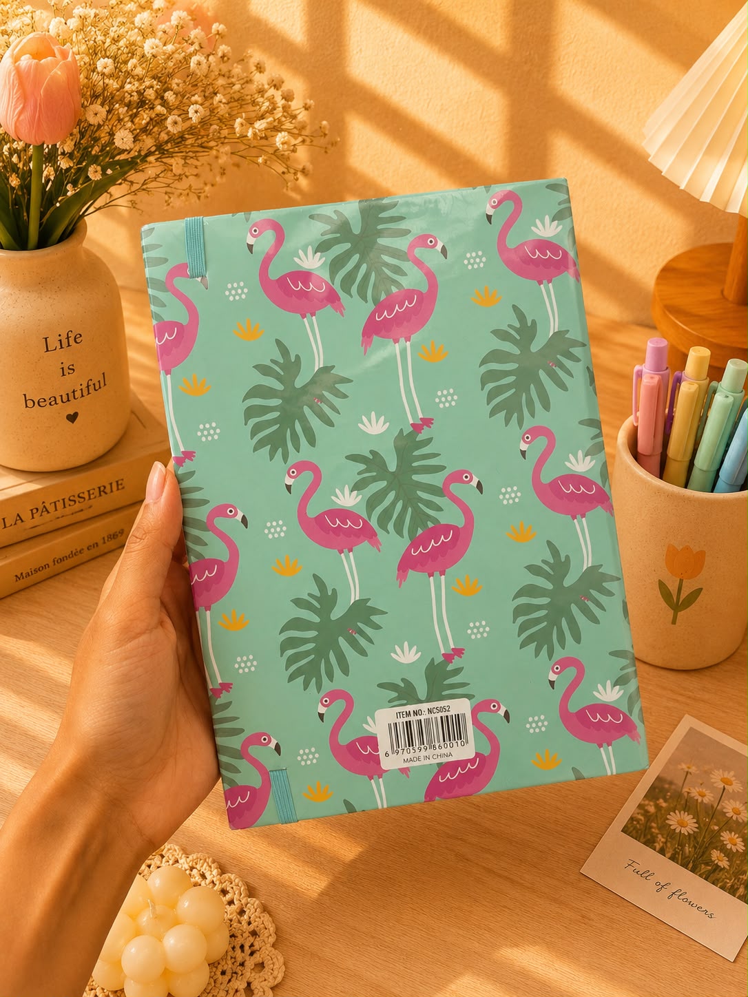 Flamingo A5 Premium Hardcover Notebook | 200 Pages | Elastic Closure Journal for School, Office & Daily Writing