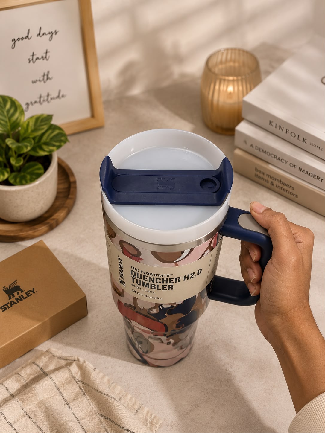 Premium 1200ml Stainless Steel Character Print Tumbler with Handle & Straw