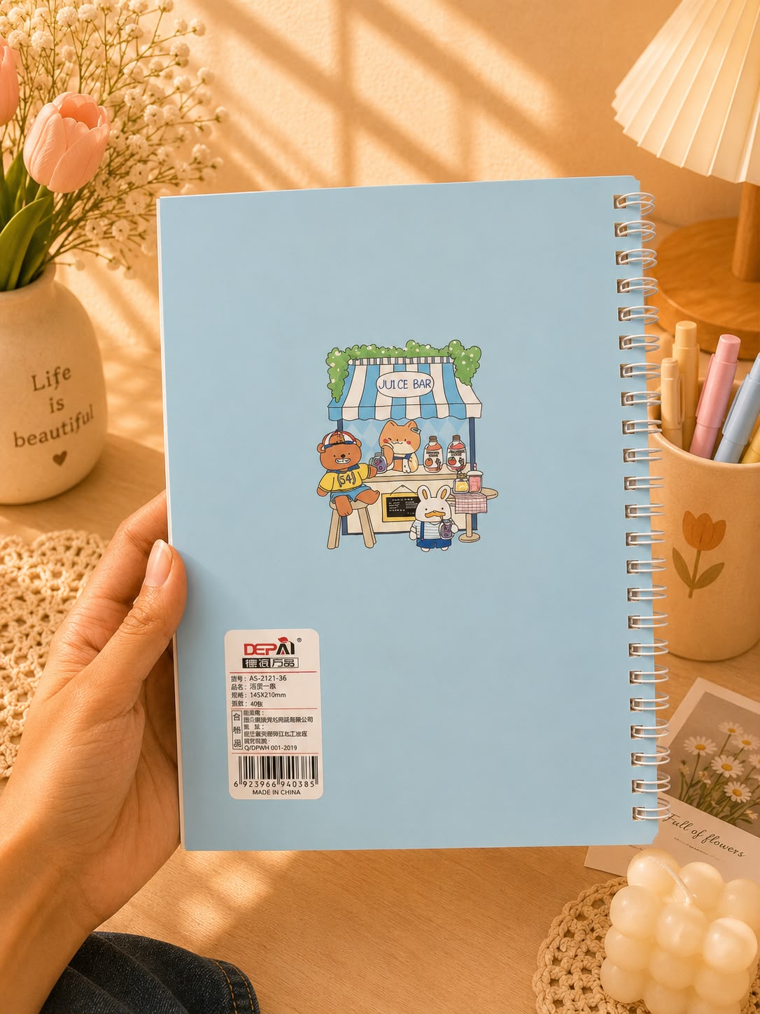 Cute A5 Spiral Notebook | Happy Together Juice Bar Edition | 145 Pages | Hardcover Ruled Journal for School, Office & Journaling