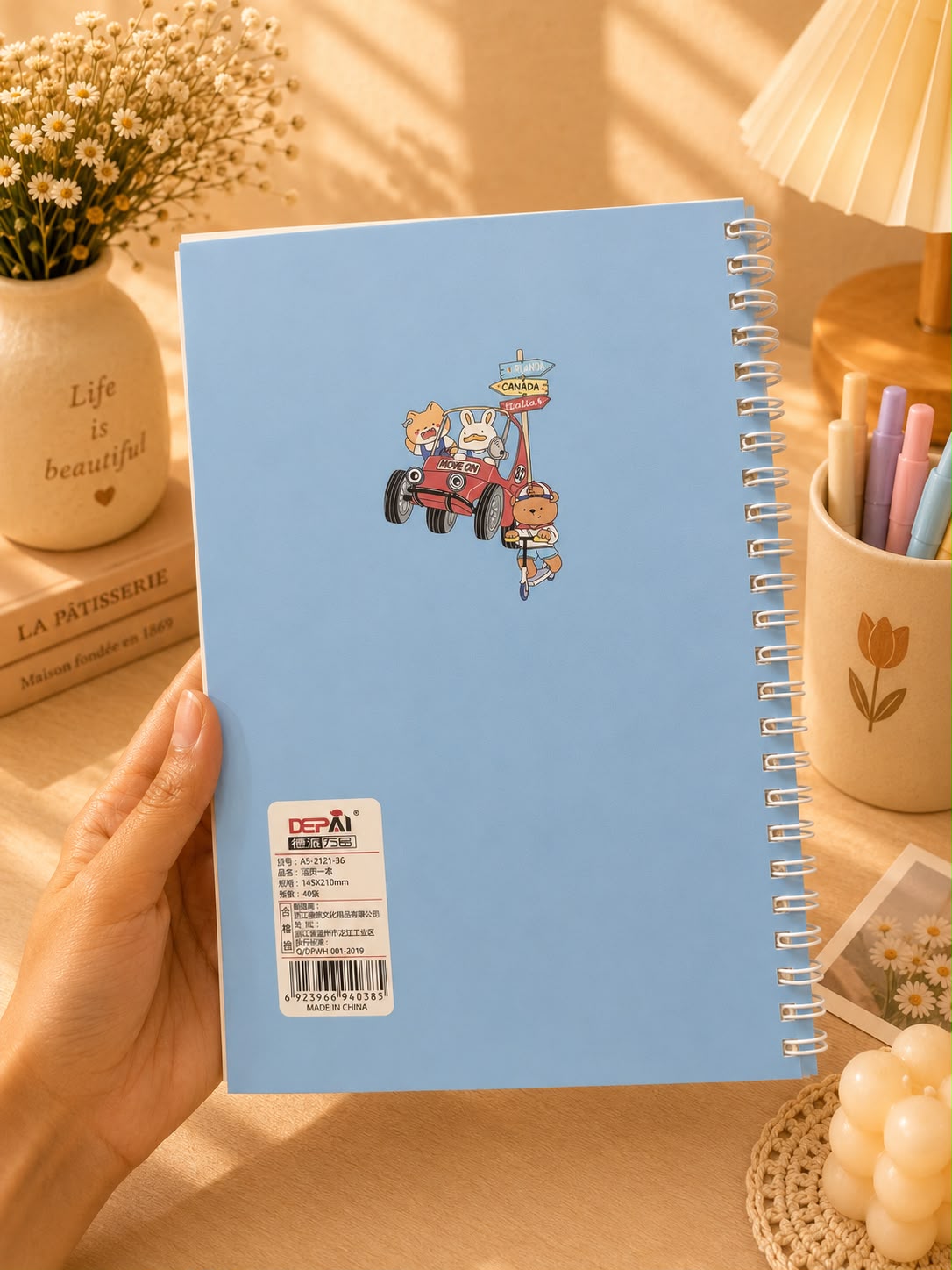 Cute A5 Spiral Notebook | Happy Together Travel Edition | 145 Pages | Hardcover Ruled Journal for School, Office & Journaling