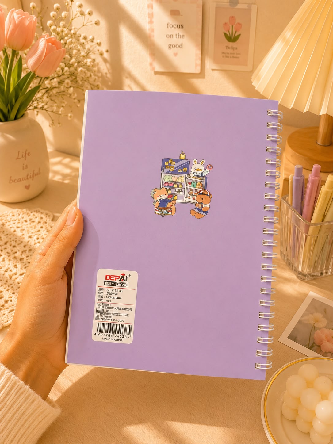 Cute A5 Spiral Notebook | Happy Together Ruled Journal | 145 Pages | Hardcover Notebook for School, Office & Journaling