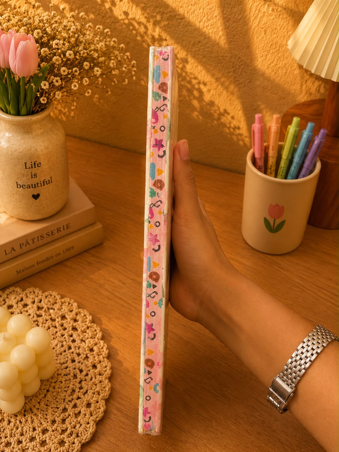 Premium Floral A5 Hardcover Notebook | 200 Pages | Elastic Closure Journal | Live Life to the Fullest