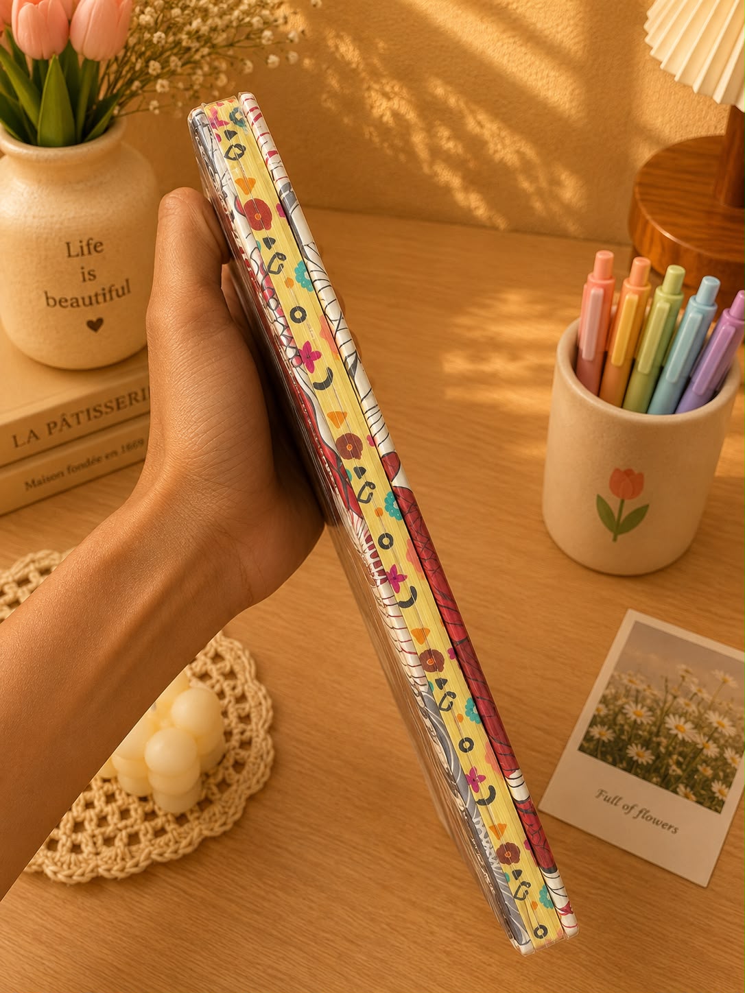 Premium Floral A5 Hardcover Notebook | 200 Pages | Elastic Closure Journal for School, Office & Daily Writing