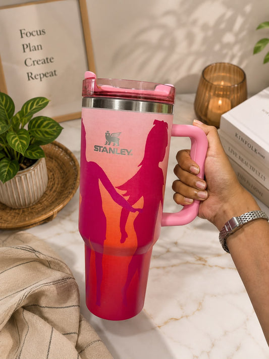 Sunset Silhouette Premium 1200ml Stainless Steel Tumbler with Handle & Straw